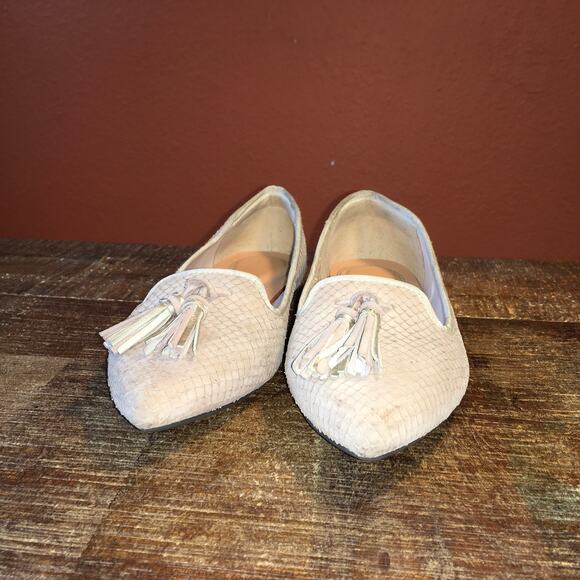 Hush Puppies Sadie Medium Moyen Tassel Ballet Flat Shoe Beige Textured Womens 6 - Picture 2 of 11